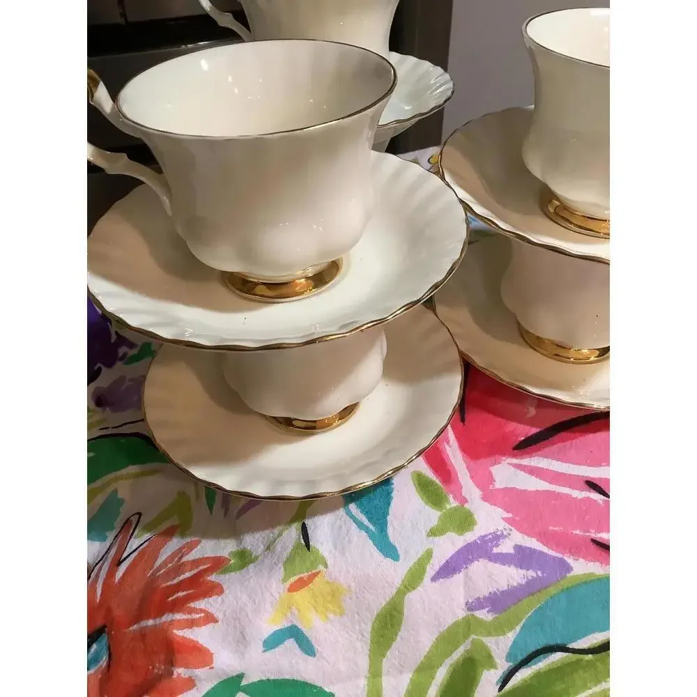 Royal Albert Affinity Cream and Gold Trim Teacup & Saucer Set